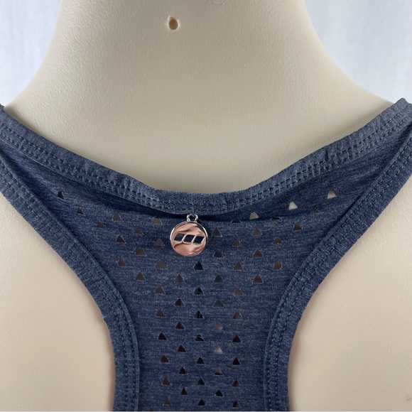 Lorna Jane Dark Grey v-Neck Racerback Triangle Laser Cut Pattern M - Picture 5 of 7